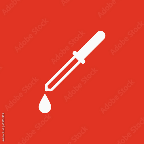 The pipette icon. Dropper and eyedropper, analysis, chemistry symbol. Flat