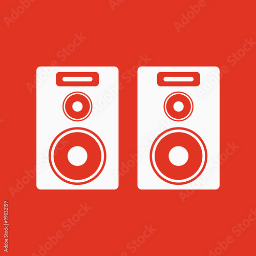 The audio icon. Speaker and music, sound, stereo symbol. Flat