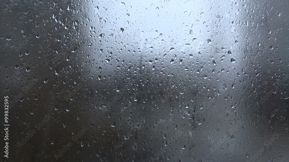 Rain, Large rain drops strike a window during a shower