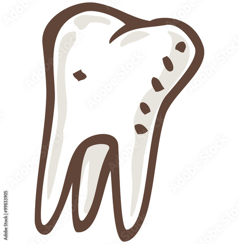White Tooth with Three Roots