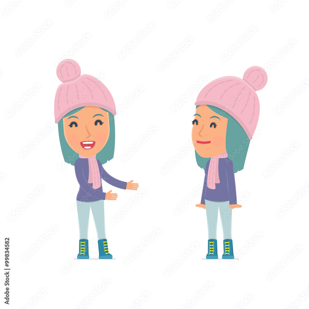 Funny Character Winter Girl introduces his shy friend Funny Character Winter Girl introduces his shy friend