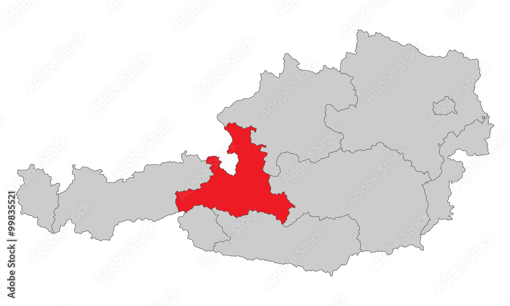 Österreich - Salzburg (Vektor in Rot)