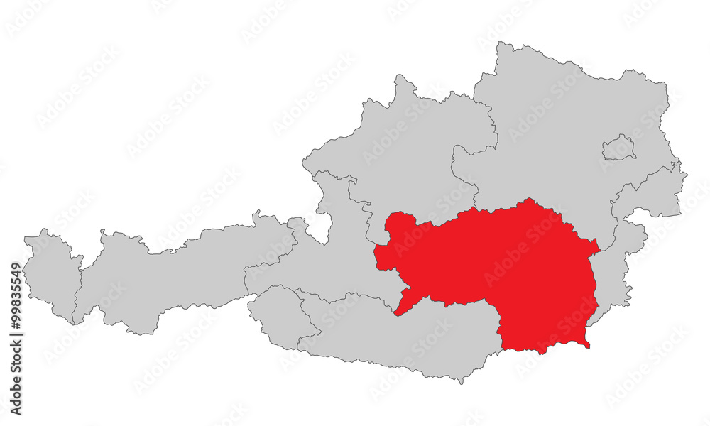 Österreich - Steiermark (Vektor in Rot)