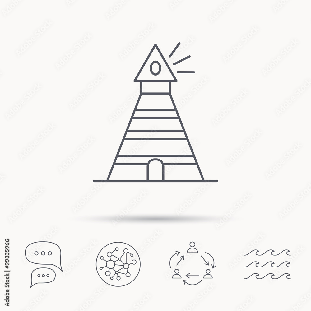 Fototapeta premium Lighthouse icon. Searchlight signal sign.
