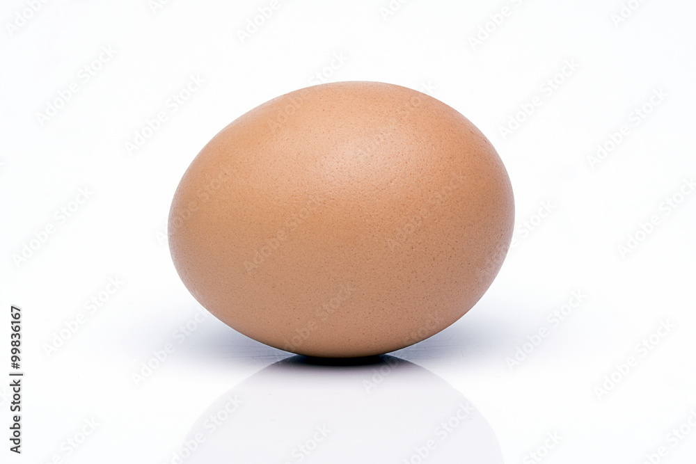 Egg on white background with reflection on floor Egg on white background with reflection on floor