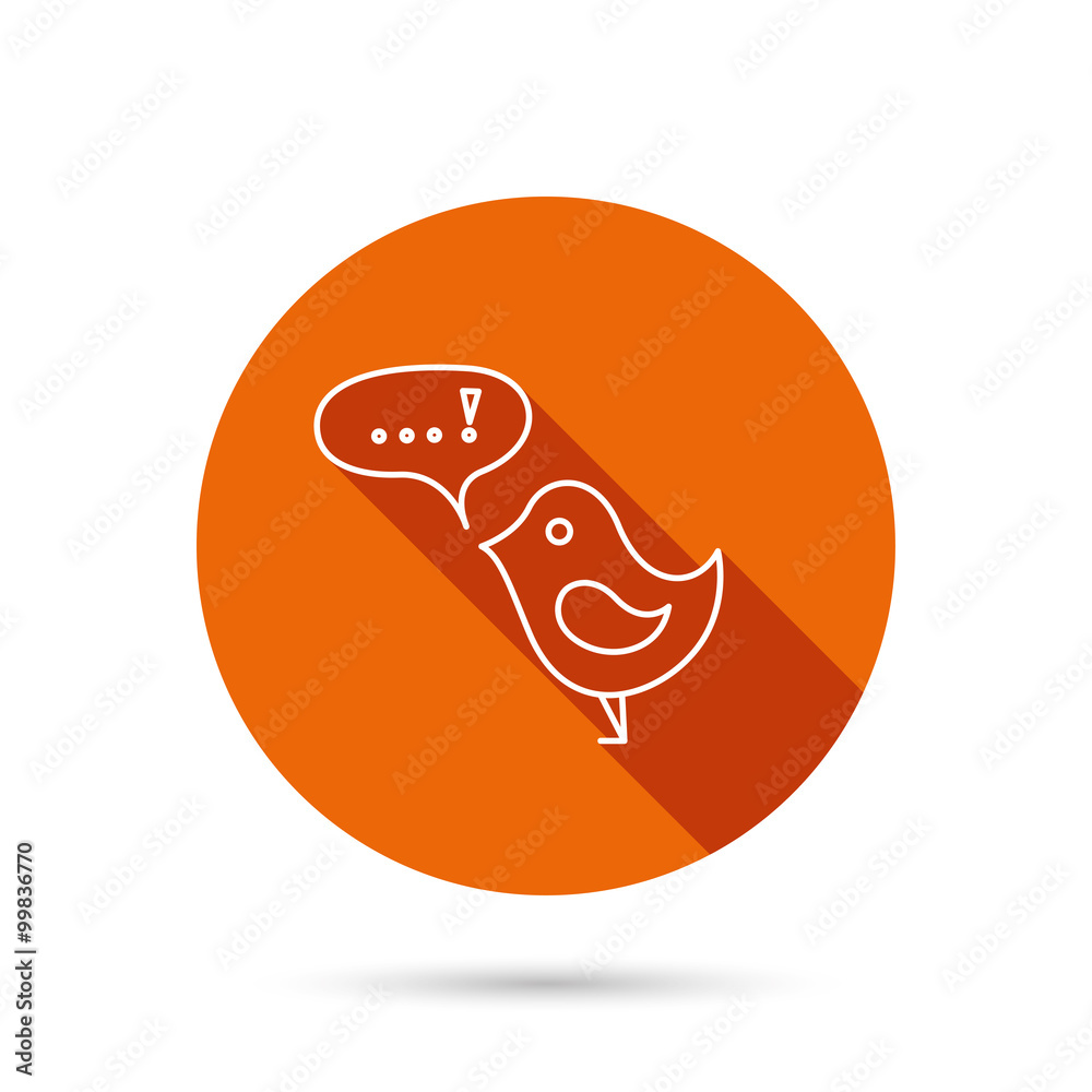 Obraz premium Bird with speech bubble icon. Short messages.