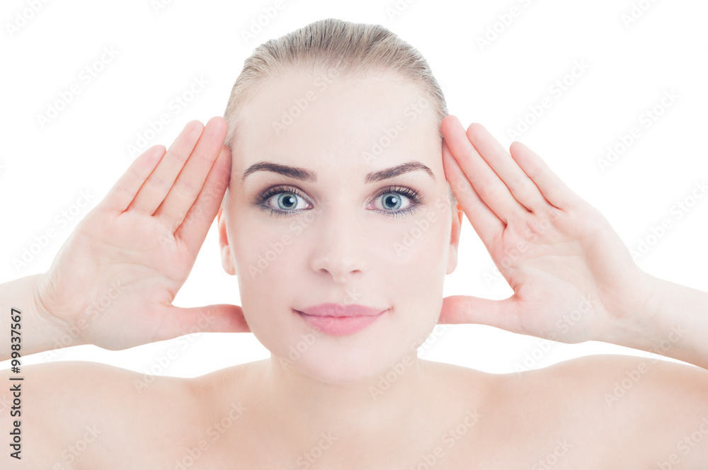 Perfect skin woman framing her beautiful face Perfect skin woman framing her beautiful face