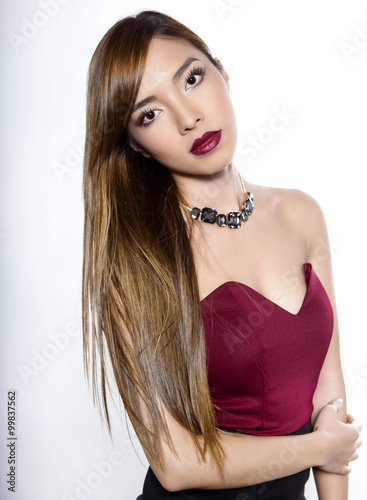 beautiful young asian woman with flawless skin and perfect make-up