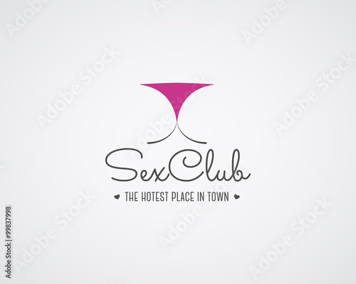 Cute vector Sex club logo and badge design template. Sexy label. Vector xxx elements. Adult store symbol, icon - lingerie. Use for brochures, facades, window signage, emblems etc.