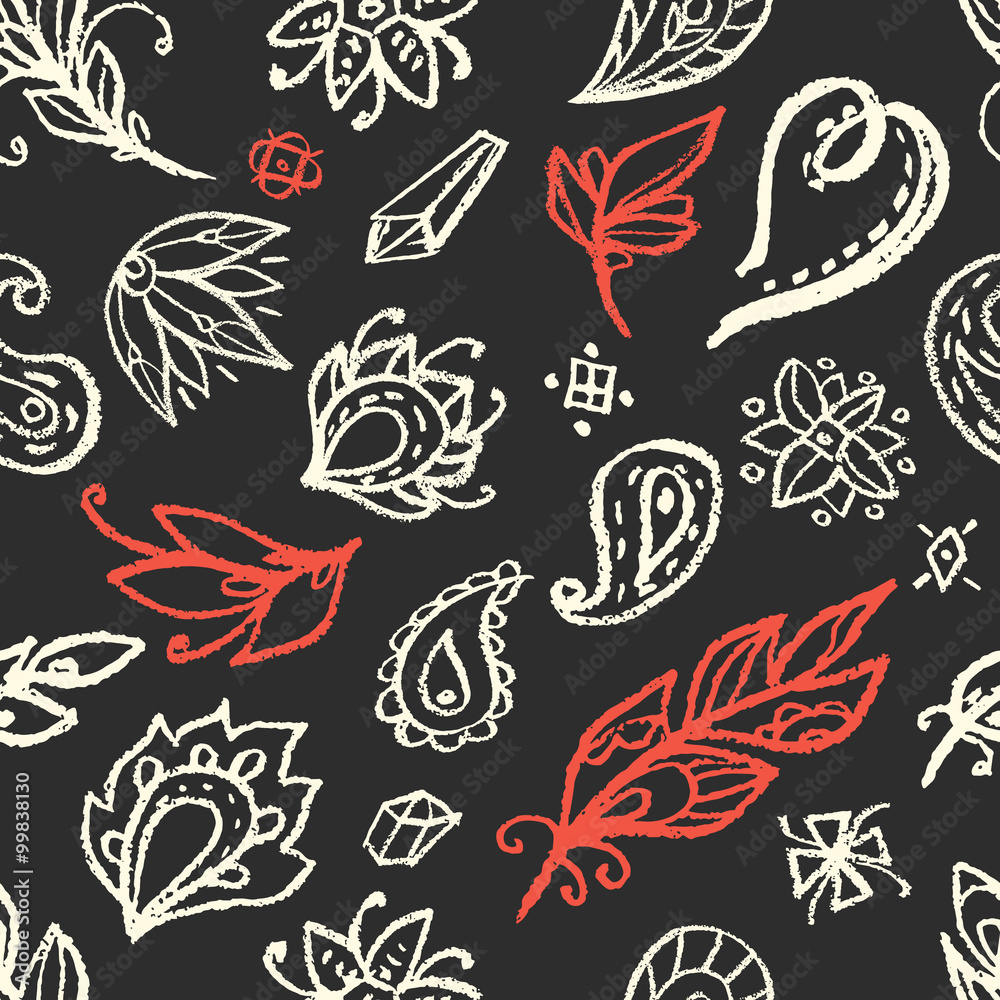 Fototapeta premium Boho style elements seamless pattern.
