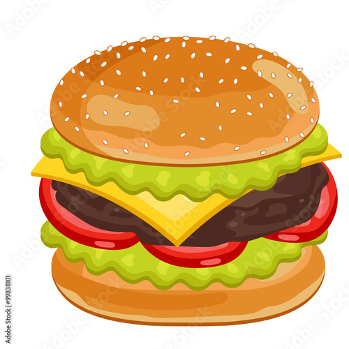 Burger on white background.