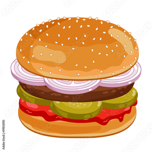 Burger on white background.