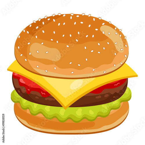 Burger on white background.