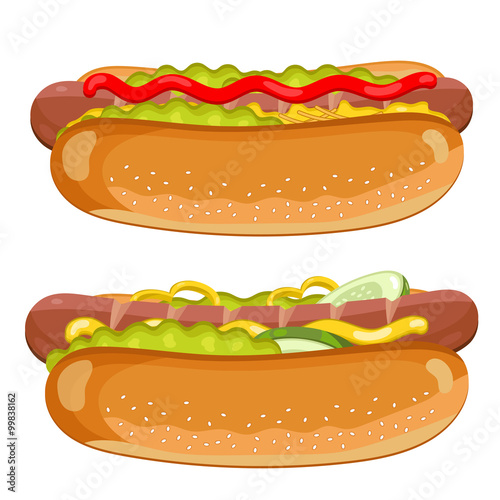 Hot Dog on white background.