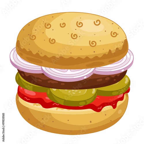 Burger on white background.