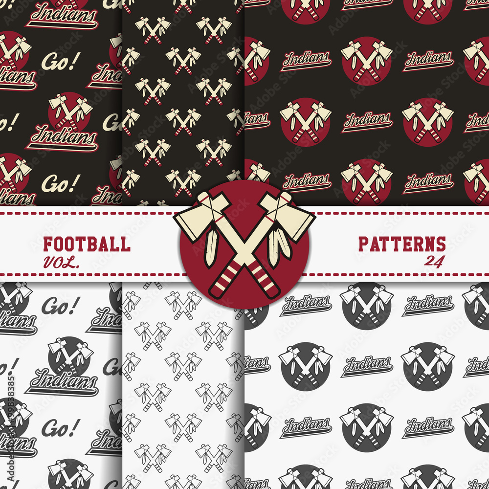 Set of american football patterns. Usa sports seamless background