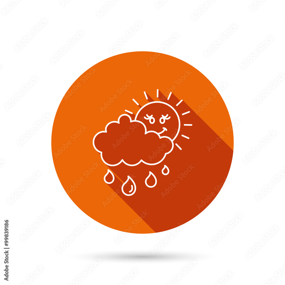 Rain and sun icon. Water drops with cloud sign. Rain and sun icon. Water drops with cloud sign.