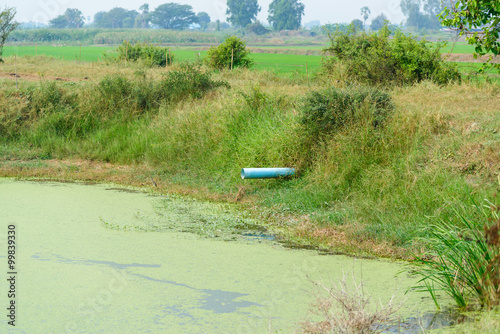 PVC drainage pipes in irrigation canal, sewage and water