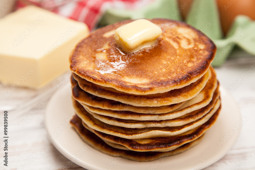High pile of delicious pancakes High pile of delicious pancakes