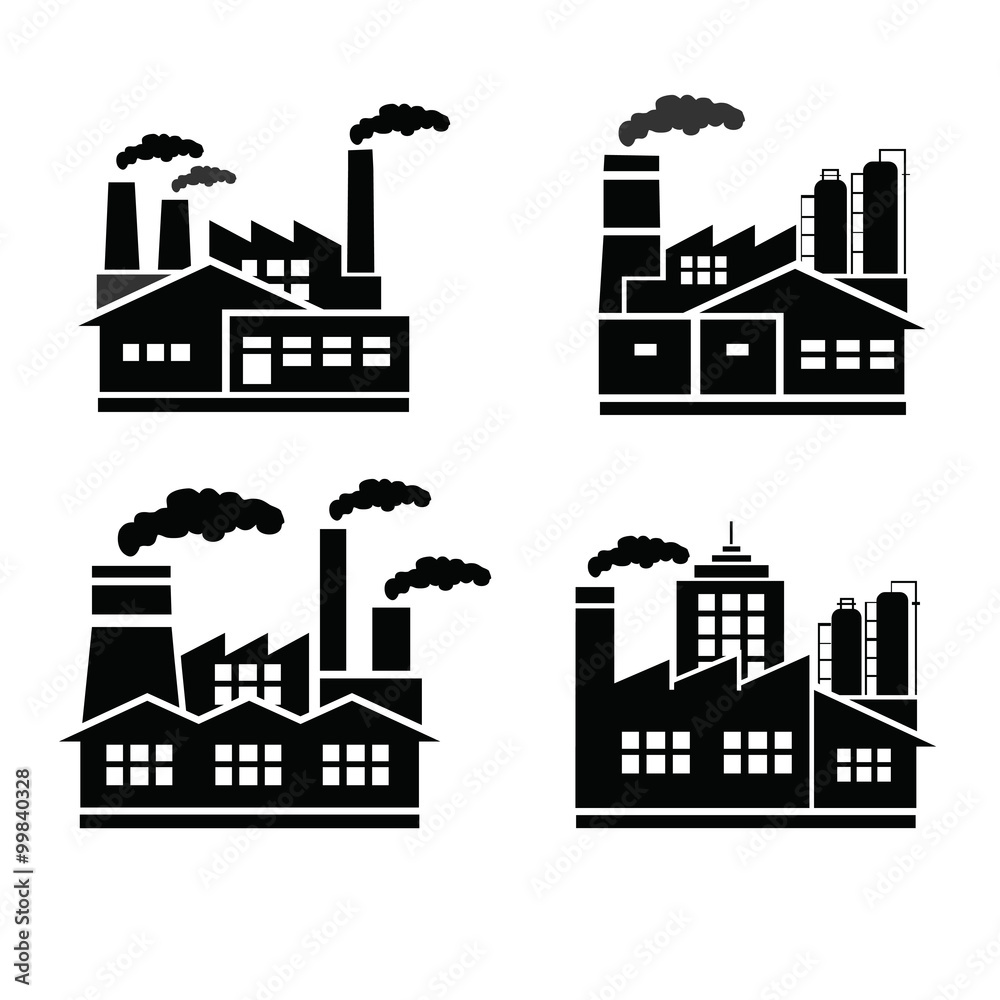 Illustration drawing of factory logo vector silhouette.