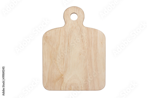 Wooden chopping block isolated with white background.