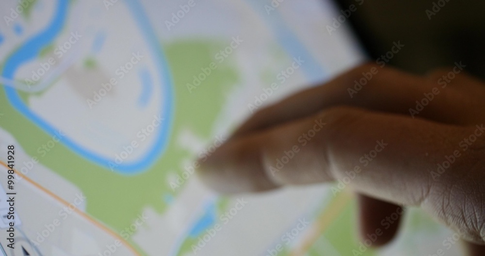 Using a map on a tablet touchscreen device to navigate