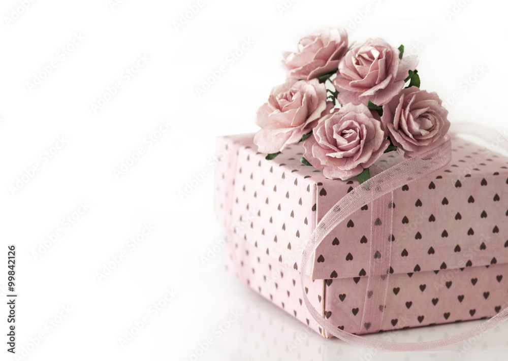 Pink gift box on white background Pink gift box on white background