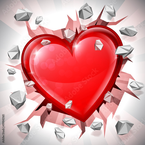 Heart Breaking Through Wall