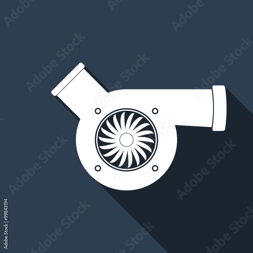 Automotive turbocharger icon with long shadow.