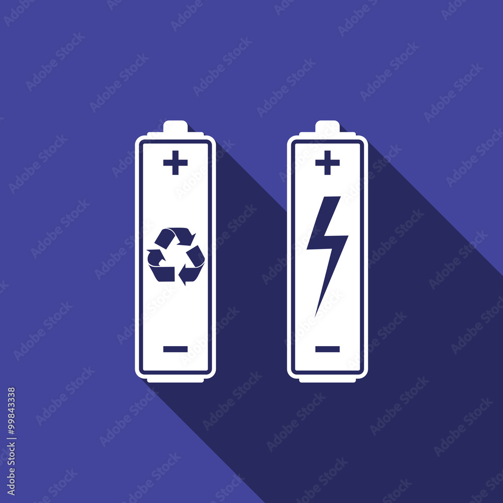 Battery with recycle symbol - renewable energy concept and renew Battery with recycle symbol - renewable energy concept and renew