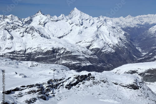 Zinalrothorn and Weisshorn above Zermatt