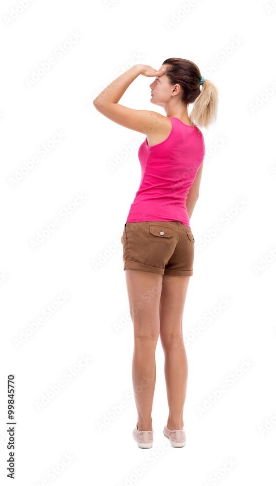 back view of standing young beautiful woman. back view of standing young beautiful woman.