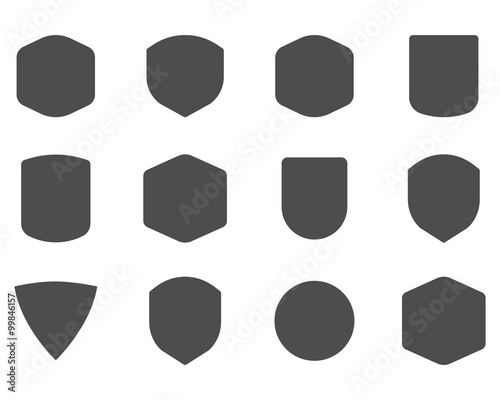 Set of vintage frames, shapes and forms for logo, labels, insignias. Use for travel, camping emblems and so on. Vector logotype sillhouette design