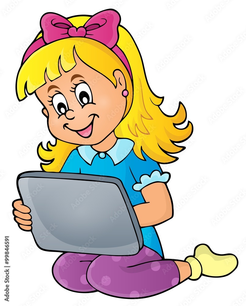 Girl playing with tablet Girl playing with tablet