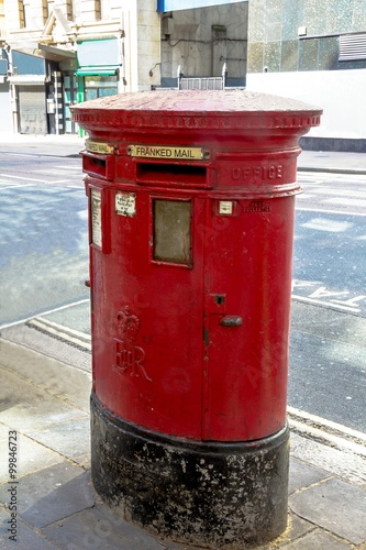 A vintage British red Post Box located in central London. UK
