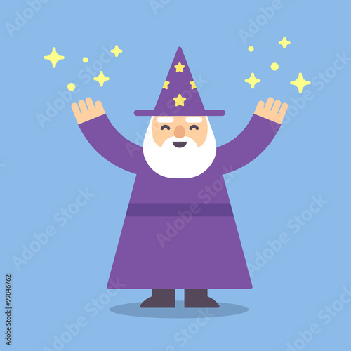 Cartoon wizard flat illustration