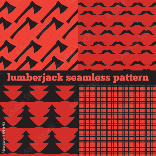 Set of vintage Lumberjack backgrounds, trendy Hipster Buffalo Check ,Tartan and Gingham Patterns