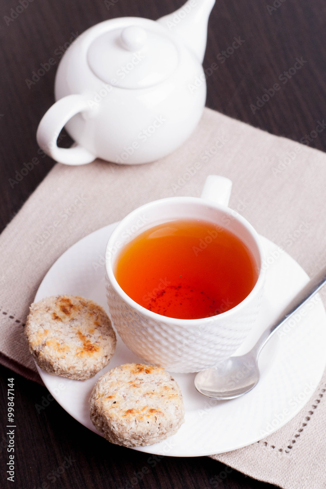 Coconut biscuits and black tea Coconut biscuits and black tea