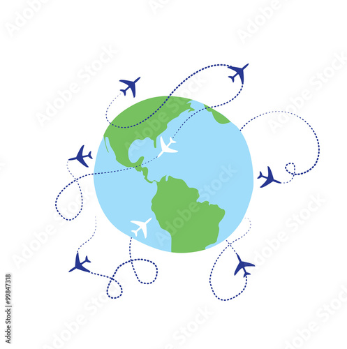 world wide traveling flights concept