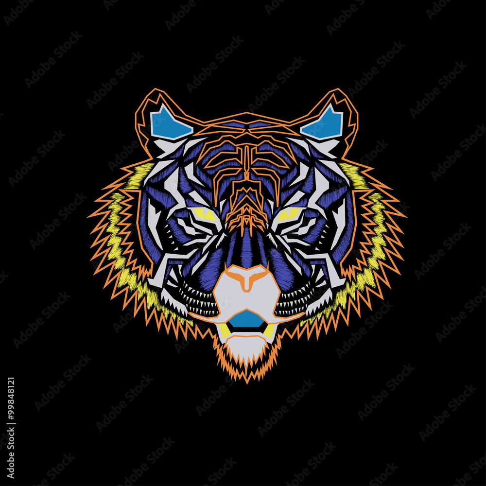 Geometric colorful front tiger Geometric colorful front tiger