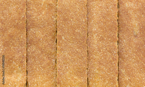 Top close view of the crust of biscottes