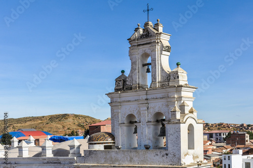 Belltower of Felipe Neri monastery in Sucre, Bolivia