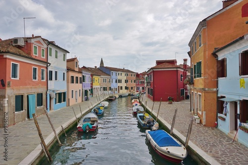 Colorful buildings in the village of Burano in the Venetian Laguna, Italy