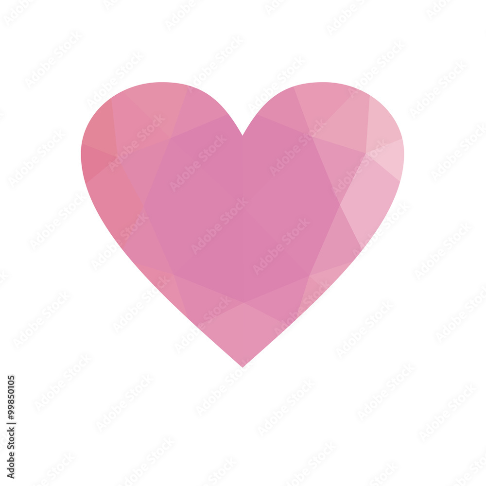 Pink heart isolated on white background.