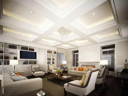 3d render of living room  3dwire frame render