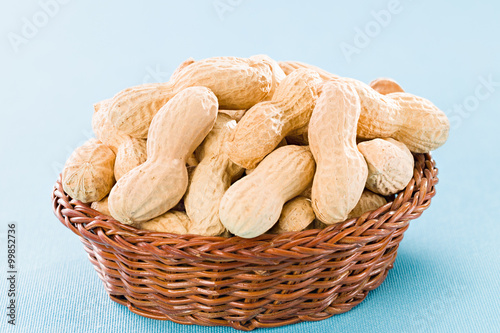 Peanuts on Blue Background