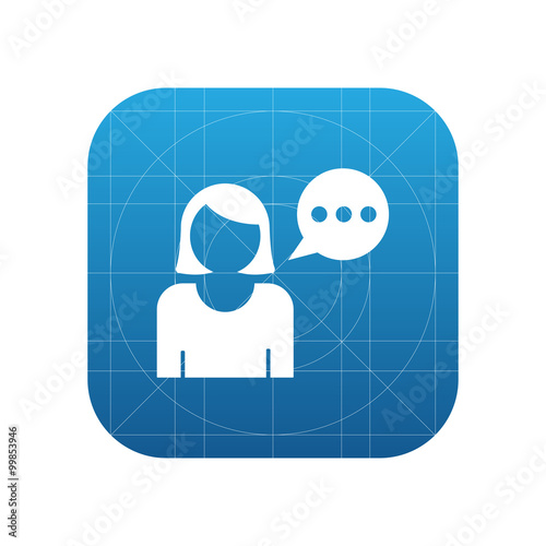 Woman with speech balloon icon