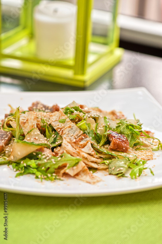 Salad with smoked eel