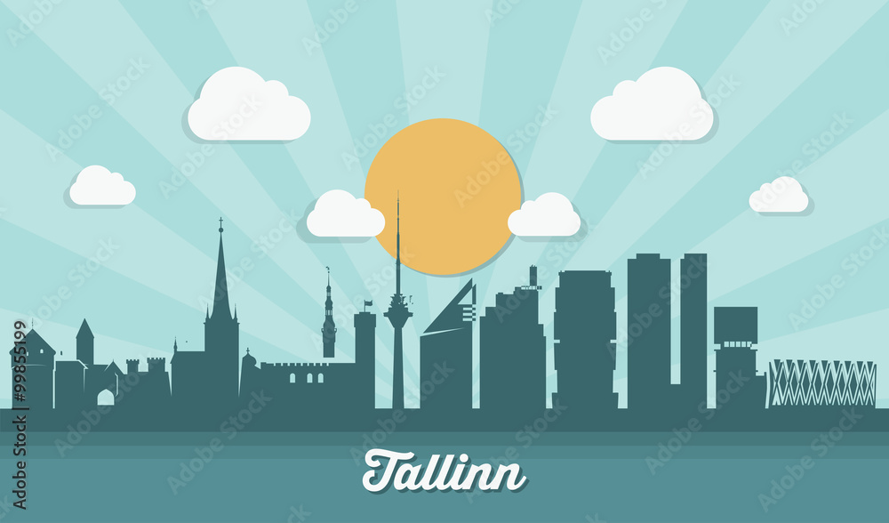 Tallinn skyline - flat design