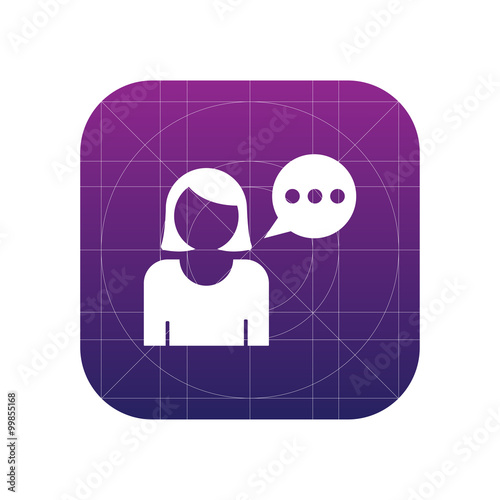 Woman with speech balloon icon